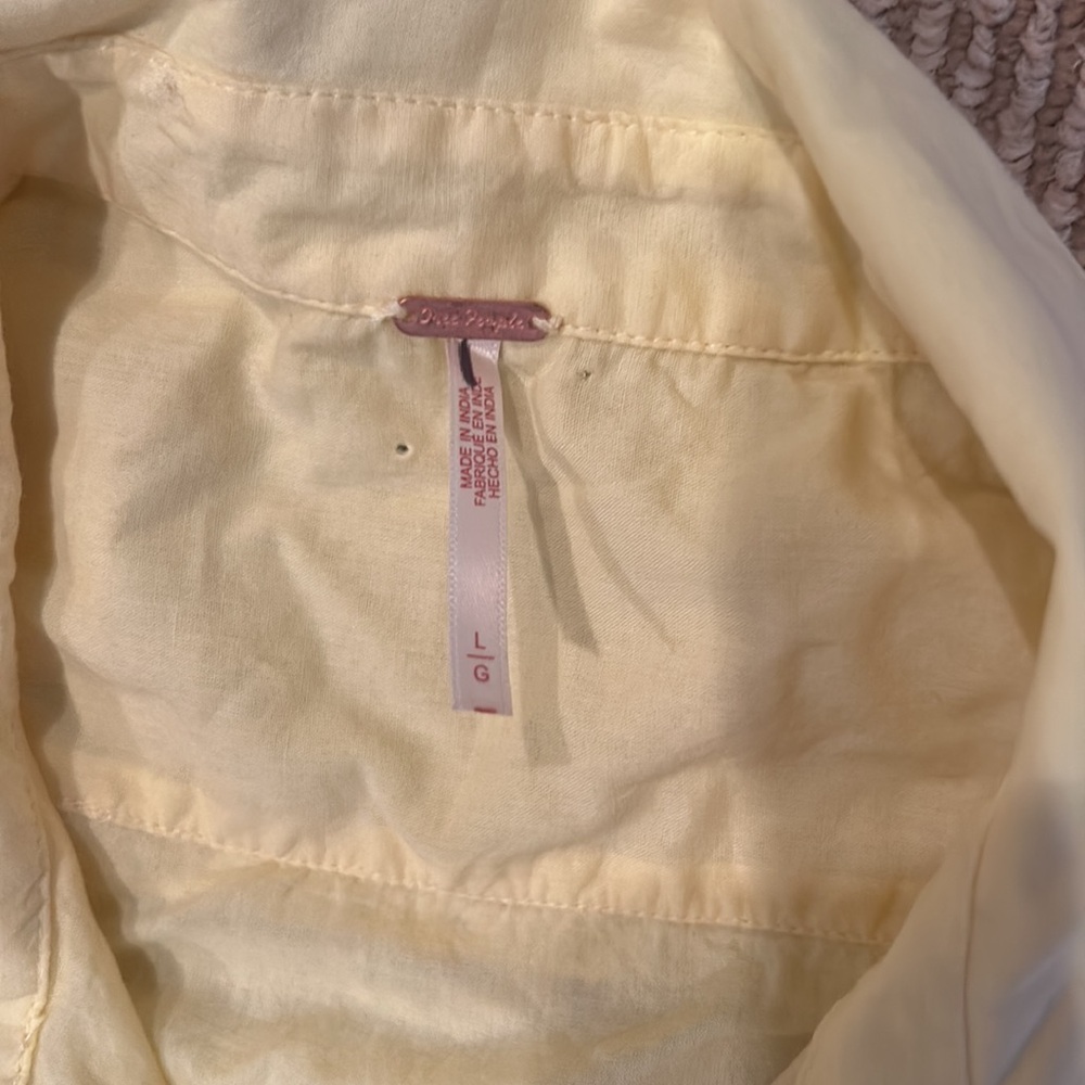 NWOT FREE PEOPLE co-ord Yellow Lace eyelet Dress Button-Up Shirt set size large - Picture 15 of 16